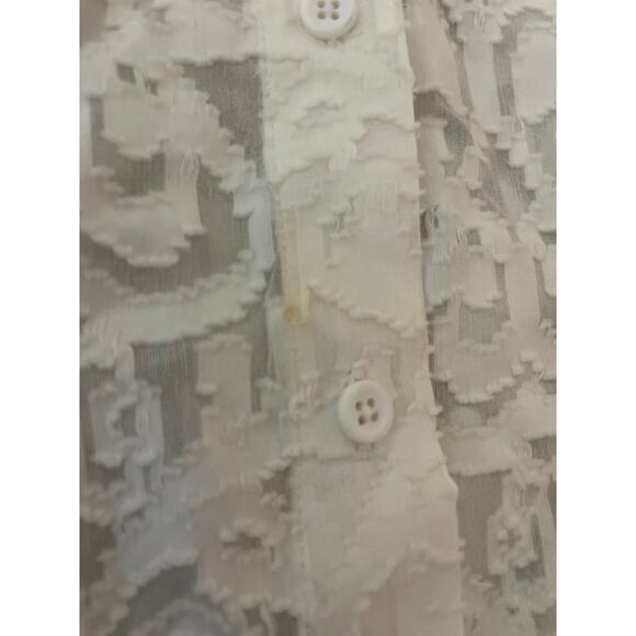 Go by Go Silk Off White Button Down Flutter Short Sleeve Blouse - Picture 6 of 6